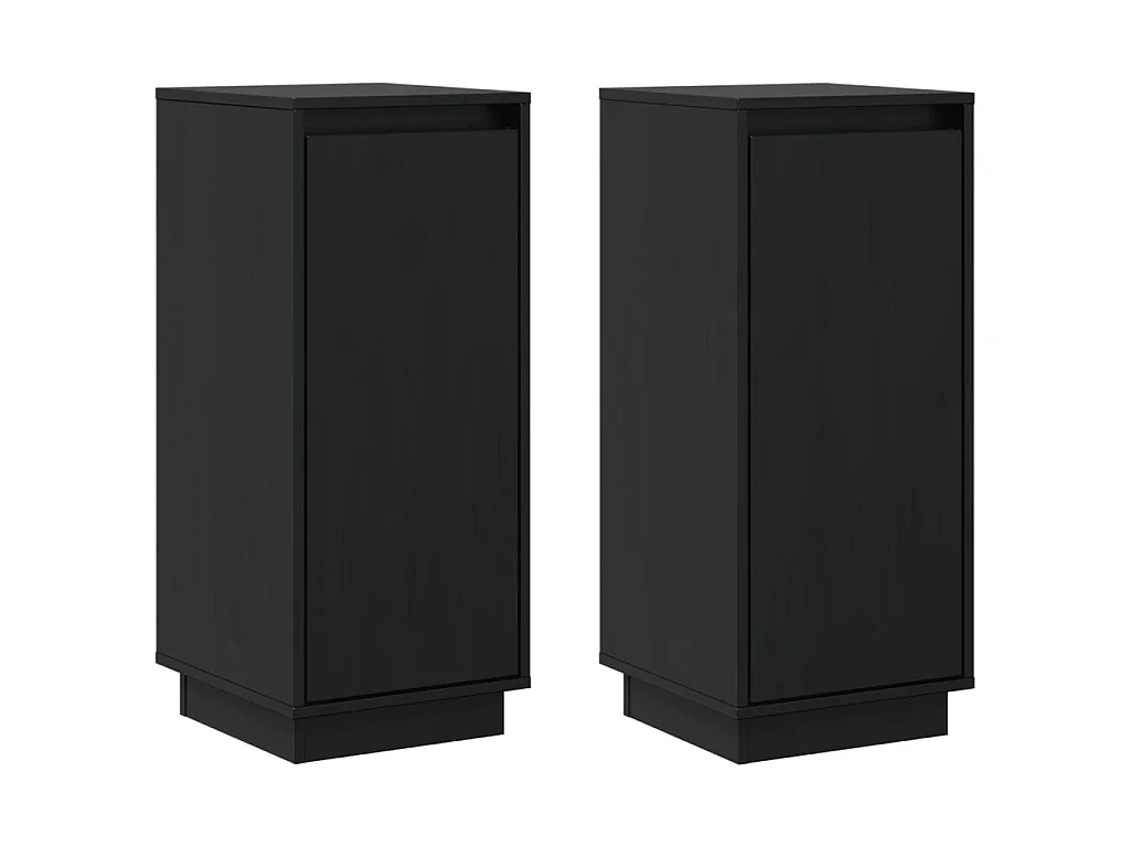 Sideboards 2 Stk. Schwarz 31,5x34x75 cm Massivholz Kiefer
