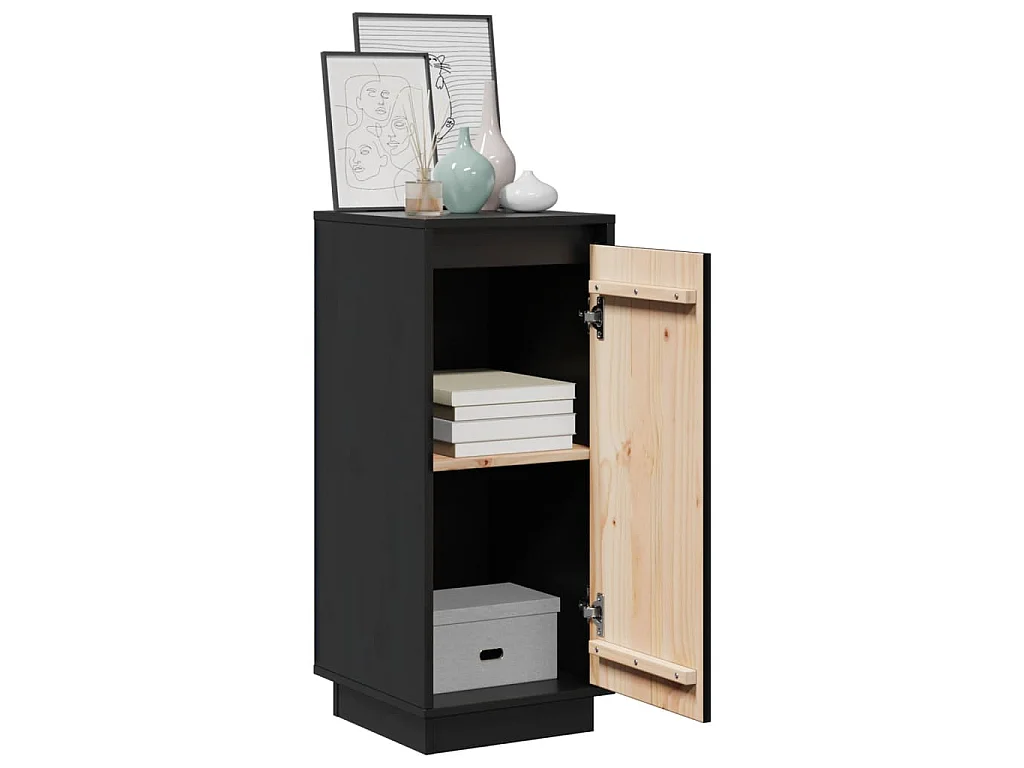 Sideboards 2 Stk. Schwarz 31,5x34x75 cm Massivholz Kiefer