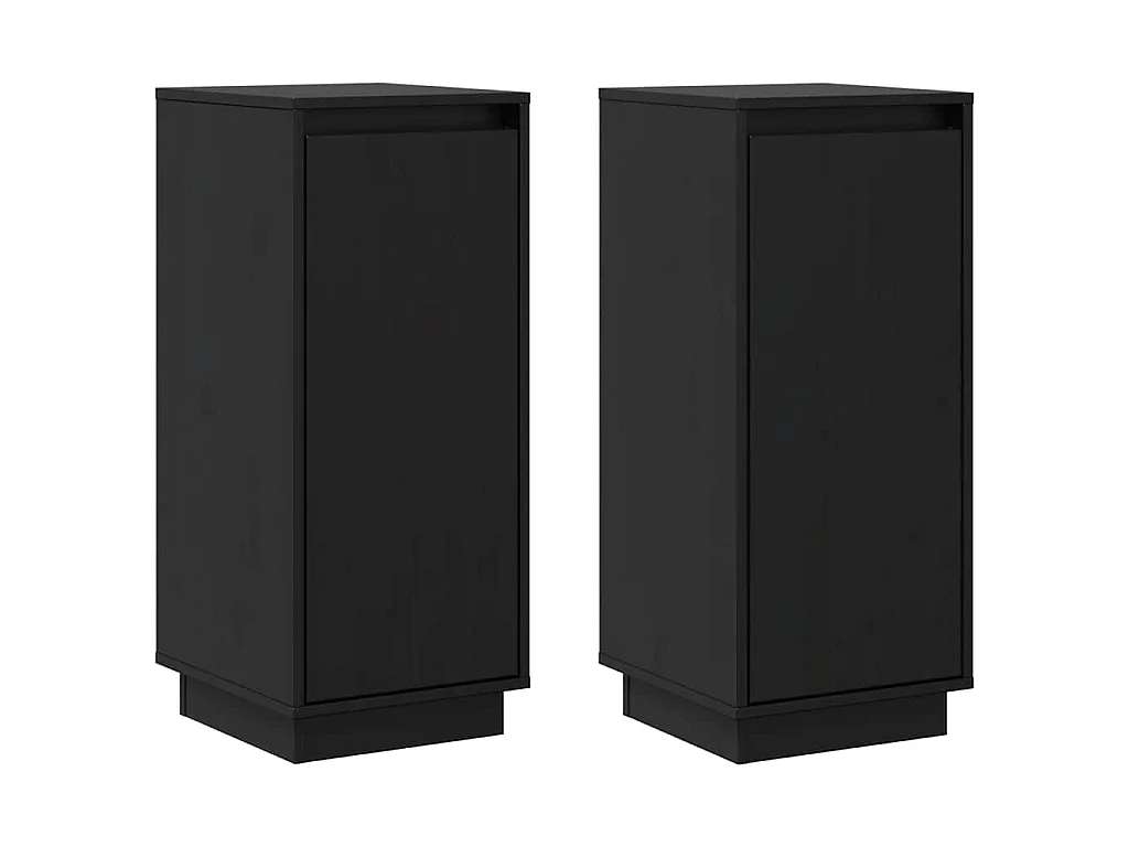Aparador 2 uds madera maciza de pino negro 31,5x34x75 cm
