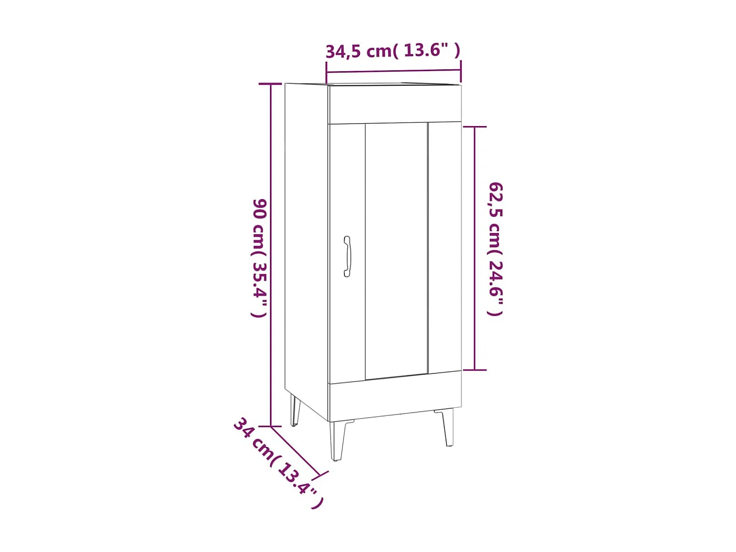 Dressoir 34,5x34x90 cm bewerkt hout zwart