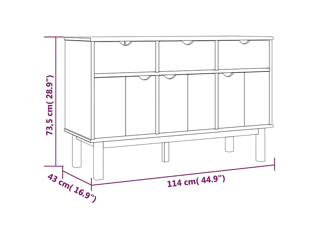 Buffet OTTA 114x43x73,5 cm Bois massif de pin