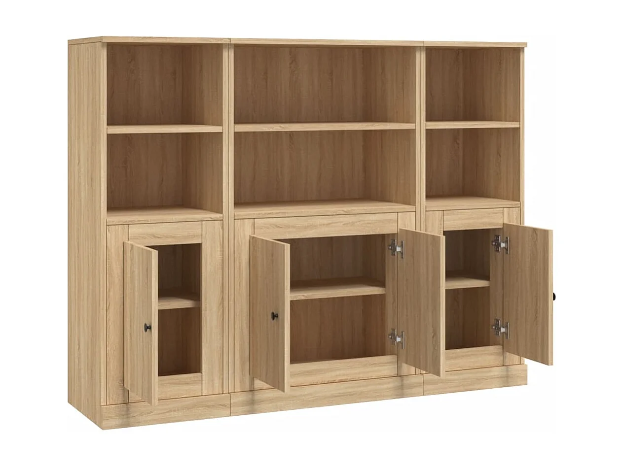 Credenze 3 pz Rovere Sonoma in Legno Multistrato