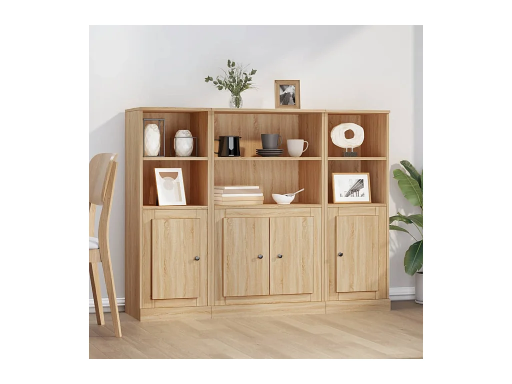 Buffets 3 pcs chêne sonoma bois d'ingénierie