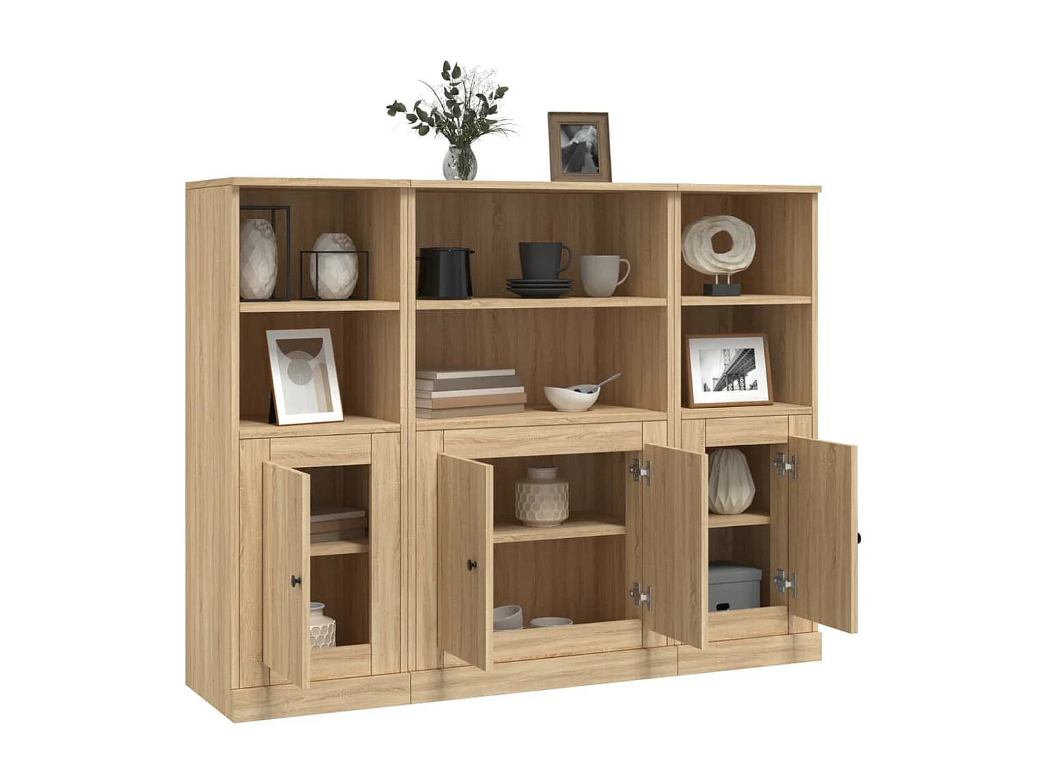 Buffets 3 pcs chêne sonoma bois d'ingénierie