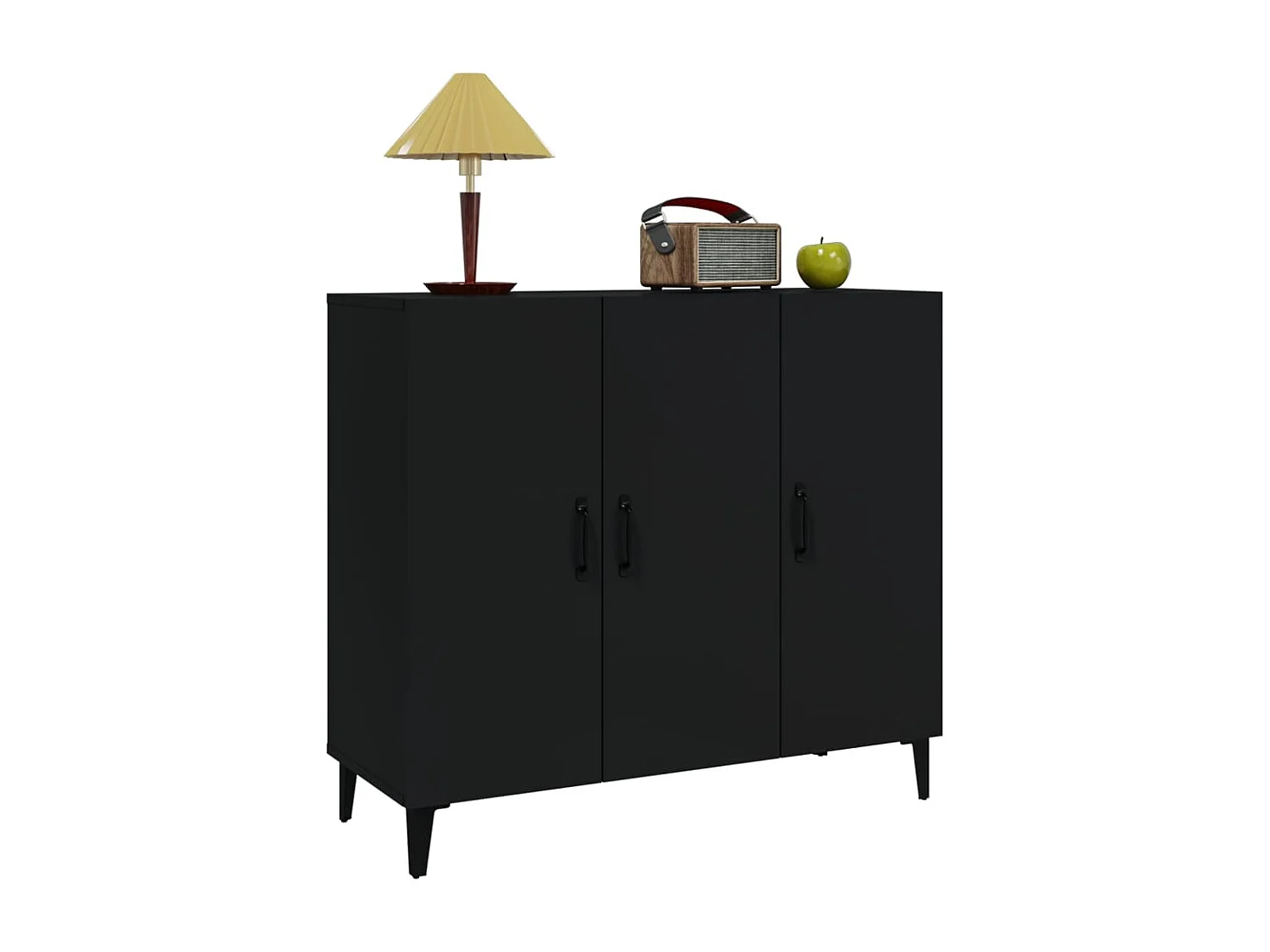 Dressoir 90x34x80 cm bewerkt hout zwart