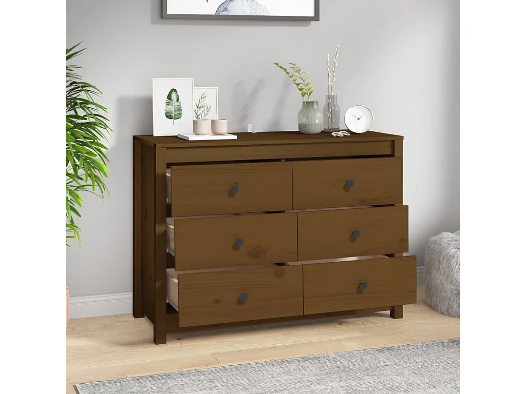 Beistellschrank Honigbraun 100x40x72 cm Massivholz Kiefer