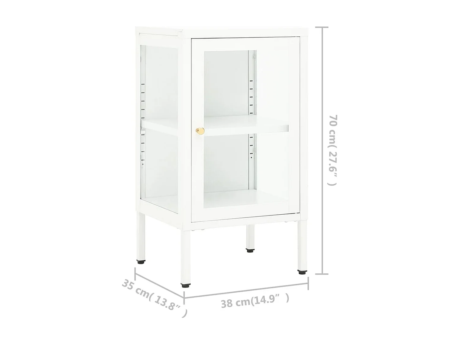 Dressoir 38x35x70 cm metaal en glas