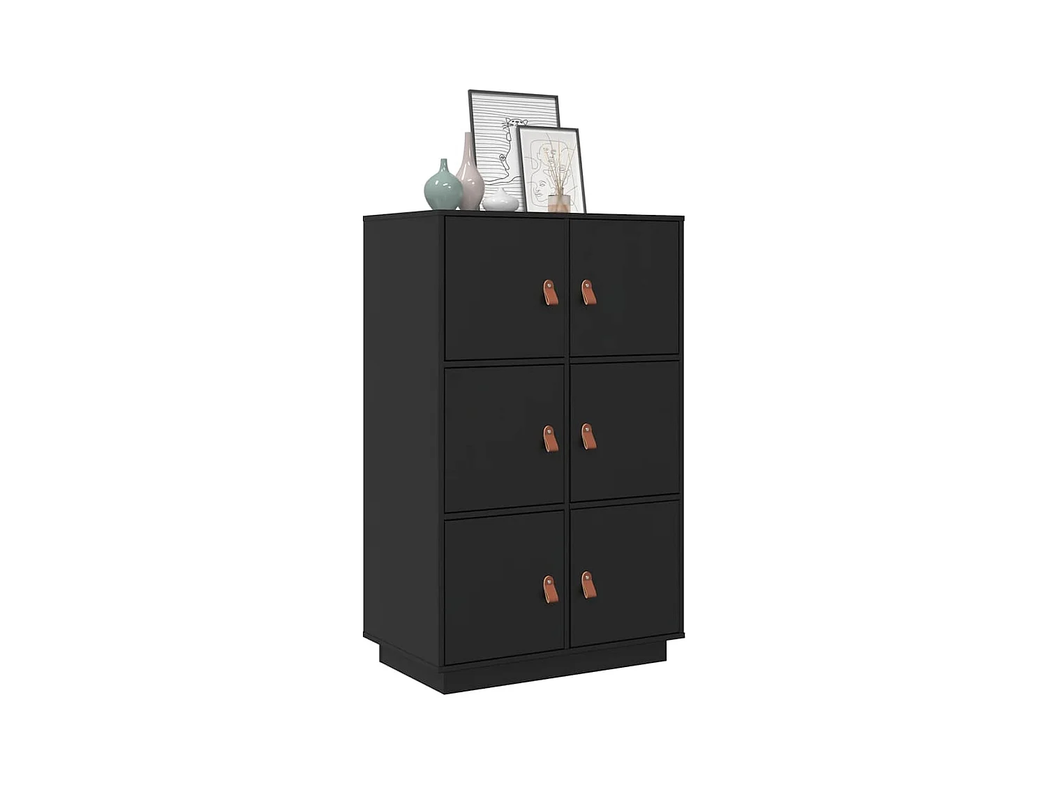 Buffet haut Noir 67x40x108,5 cm Bois massif de pin