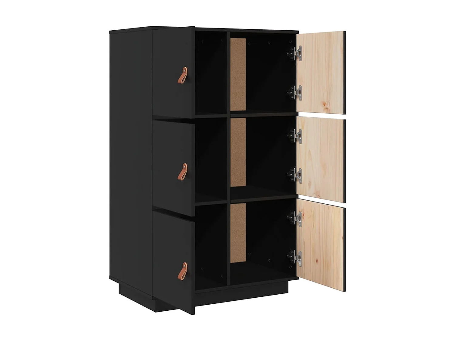 Buffet haut Noir 67x40x108,5 cm Bois massif de pin