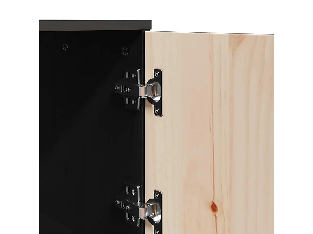 Buffet haut Noir 67x40x108,5 cm Bois massif de pin
