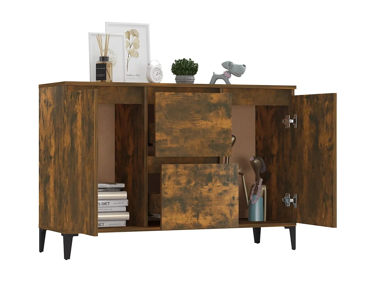 Buffet Chêne fumé 102x35x70 cm Bois d'ingénierie
