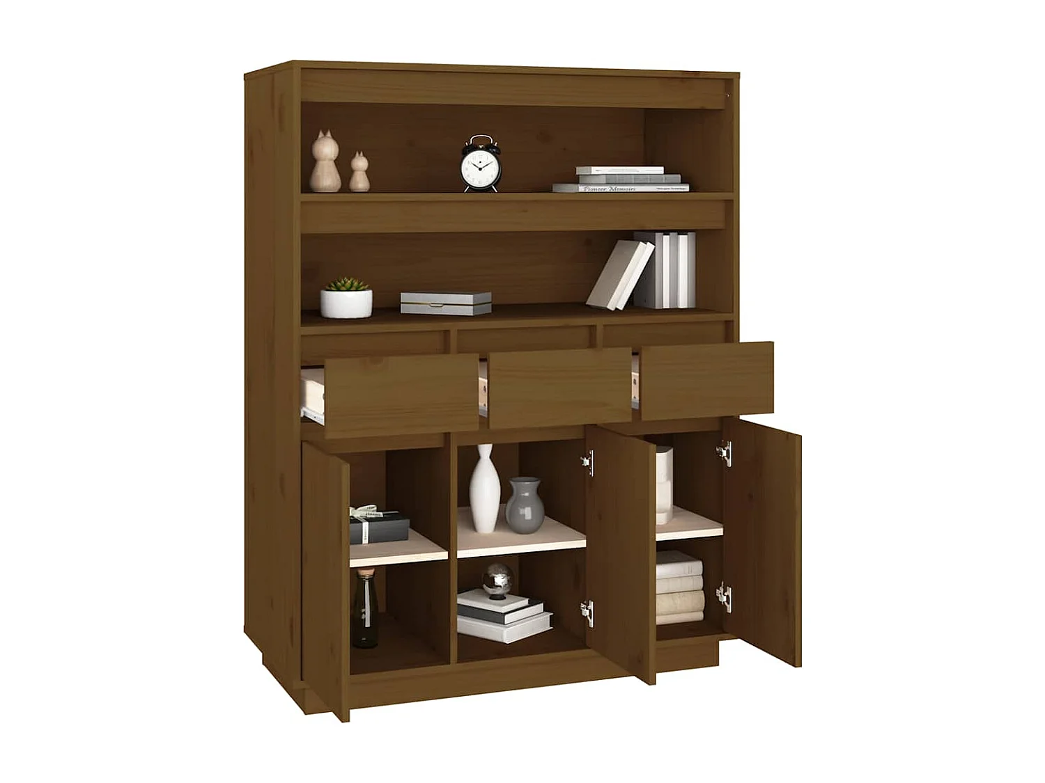 Buffet haut Marron miel 89x40x116,5 cm Bois massif de pin