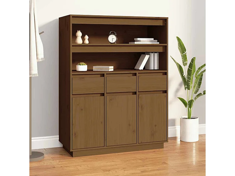 Buffet haut Marron miel 89x40x116,5 cm Bois massif de pin