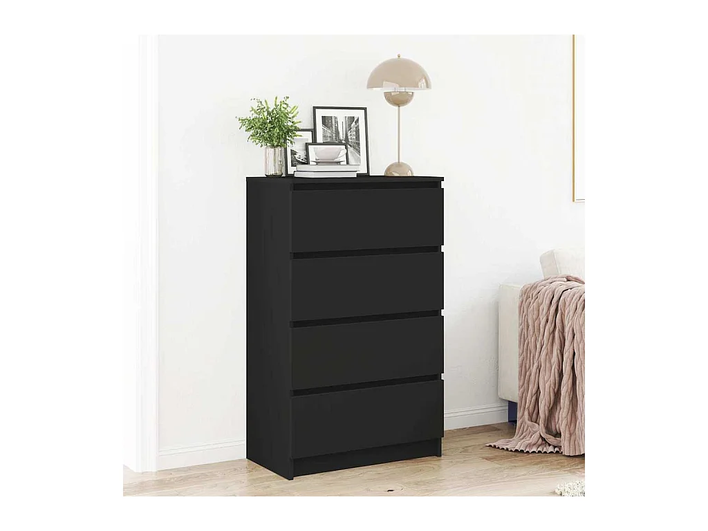 Credenza Nera 60x35x98,5 cm in Legno Multistrato