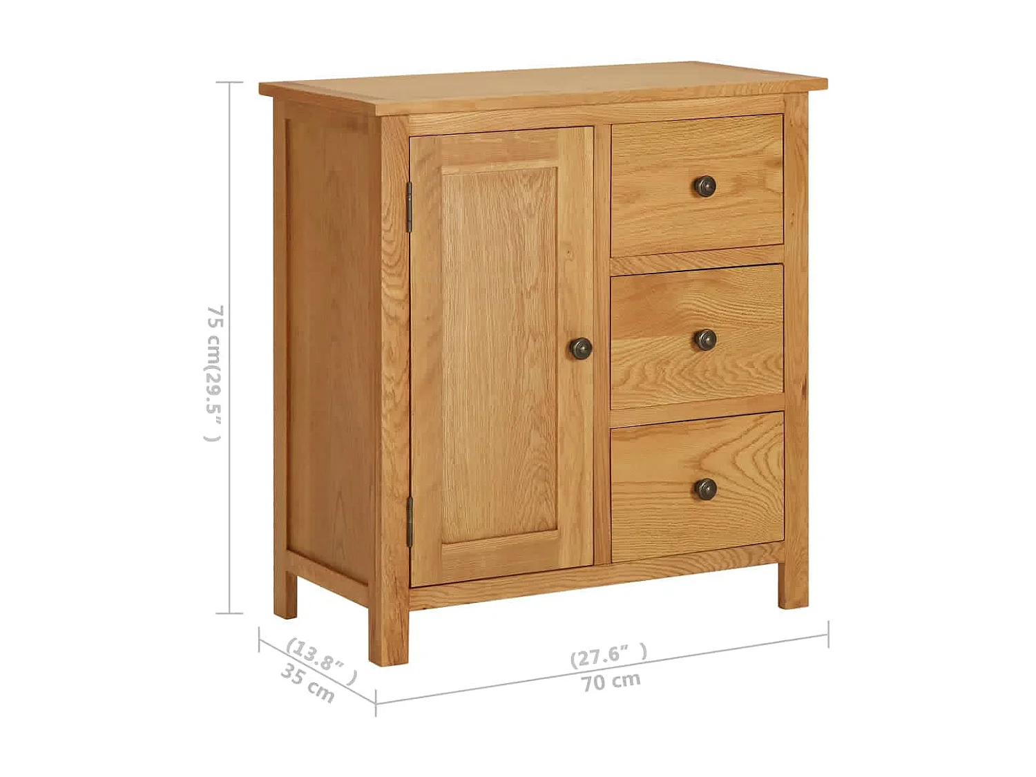 Kast 70x35x75 cm massief eikenhout