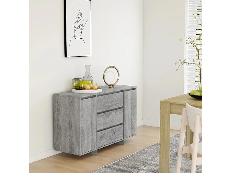 Buffet avec 3 tiroirs sonoma gris 120x41x75cm bois d'ingénierie