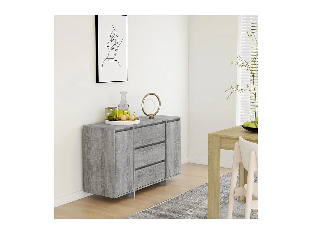 Buffet avec 3 tiroirs sonoma gris 120x41x75cm bois d'ingénierie