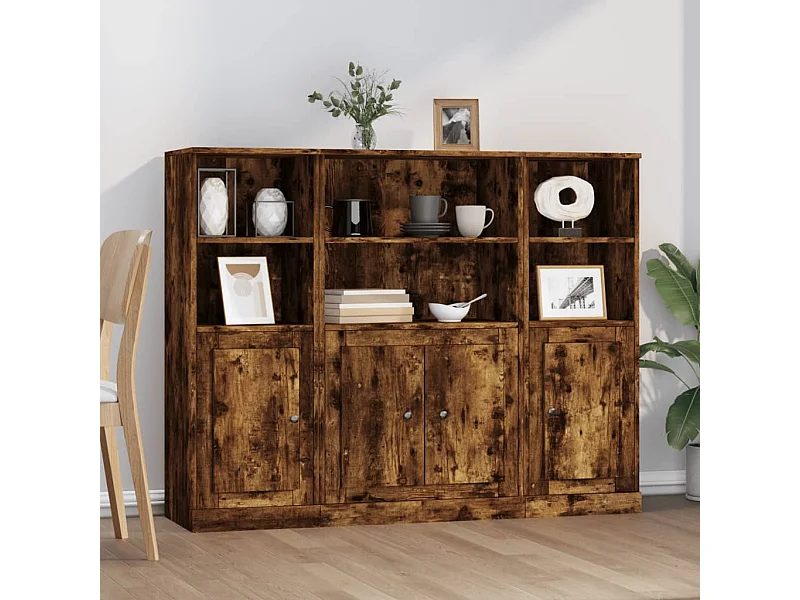 Buffets 3 pcs chêne fumé bois d'ingénierie