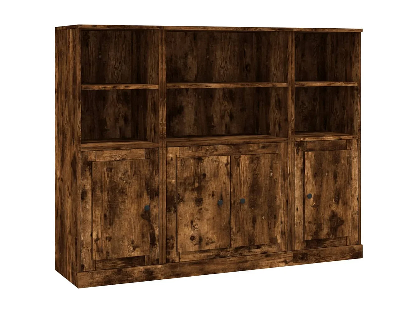 Credenze 3 pz Rovere Fumo in Legno Multistrato