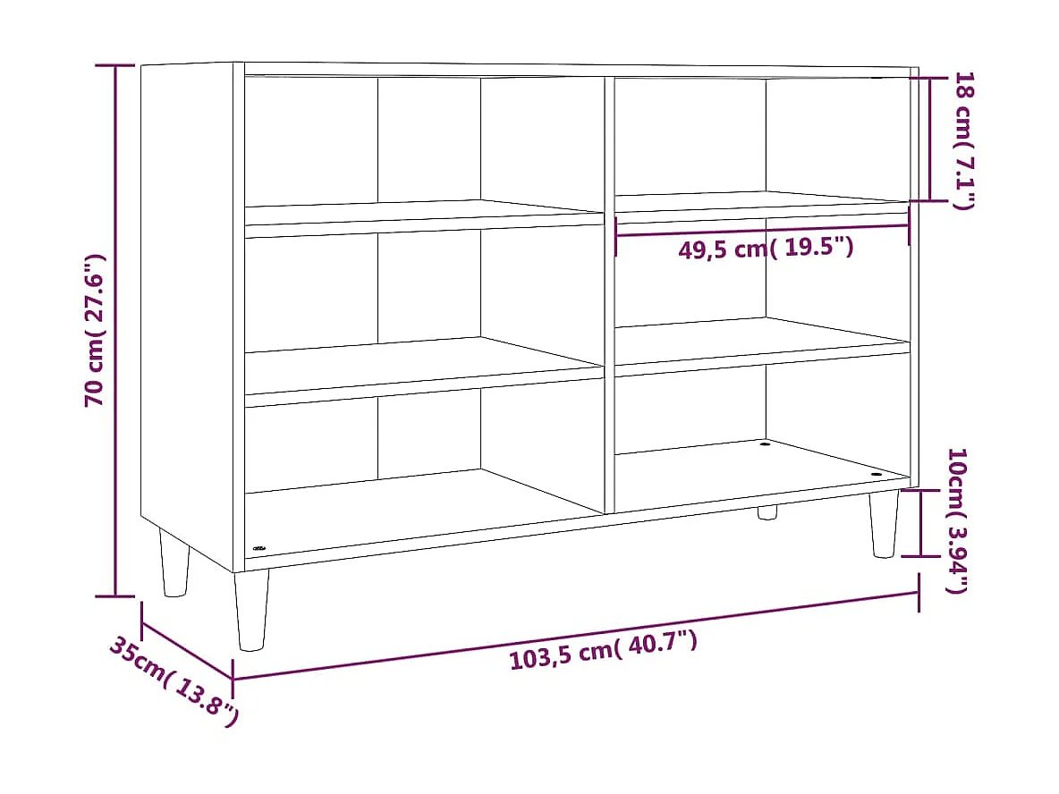 Buffet sonoma gris 103,5x35x70 cm bois d'ingénierie
