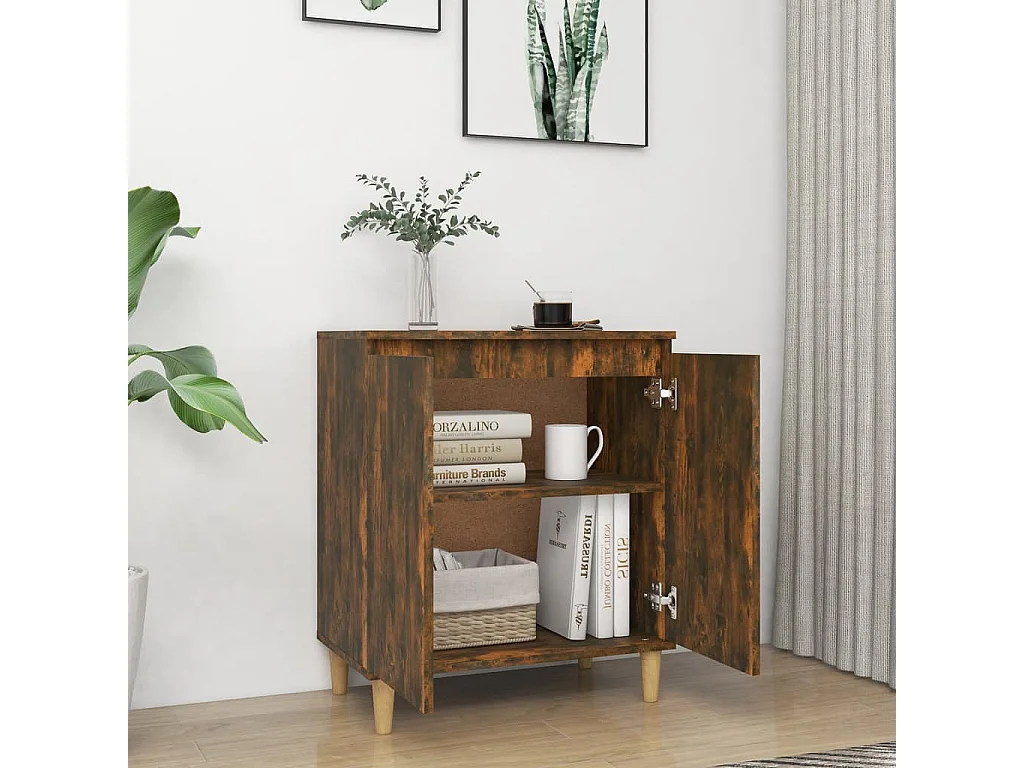 Dressoir 60x35x70 cm bewerkt hout gerookt eikenkleurig