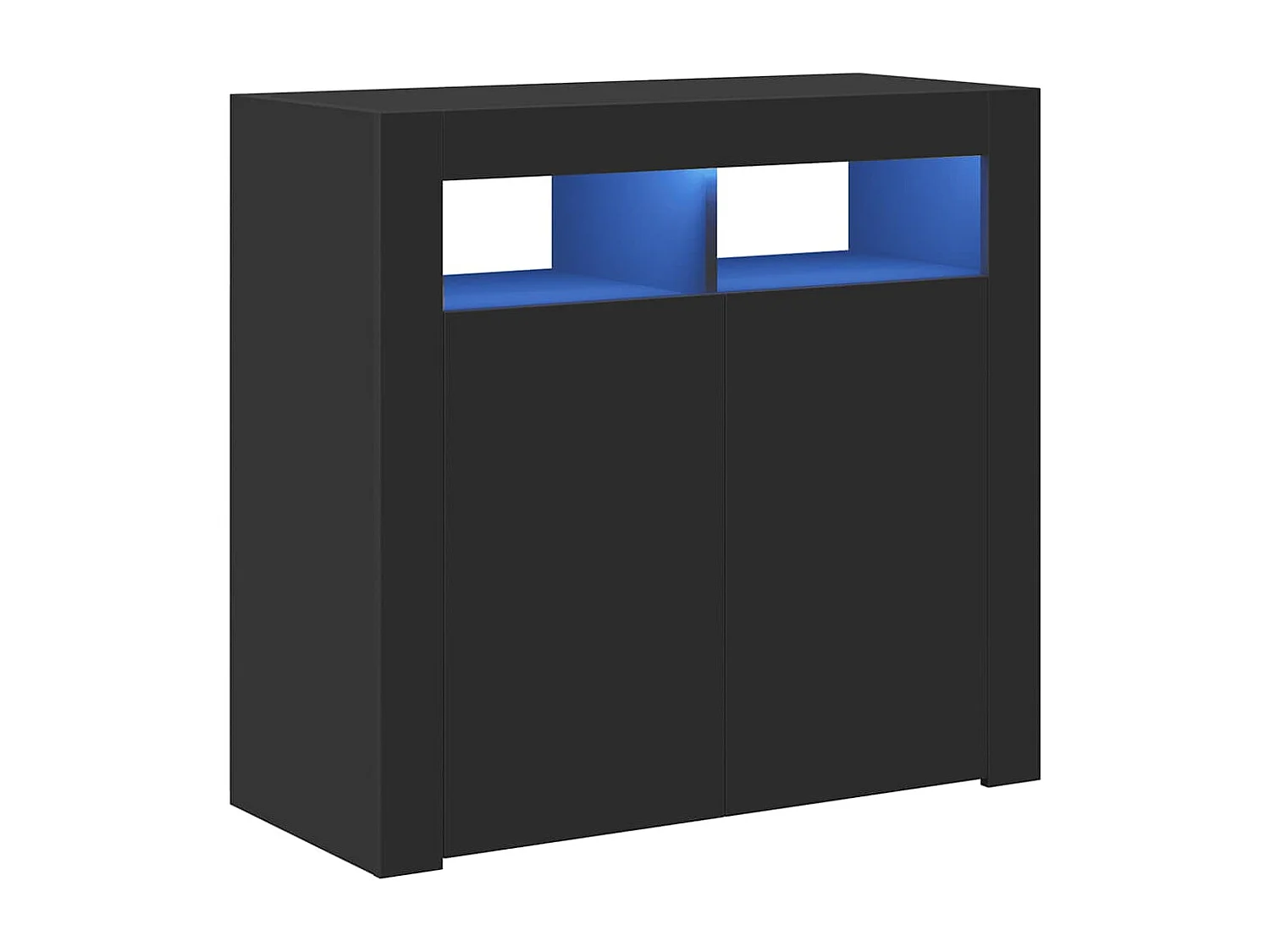 Aparador com luzes LED 80x35x75 cm preto