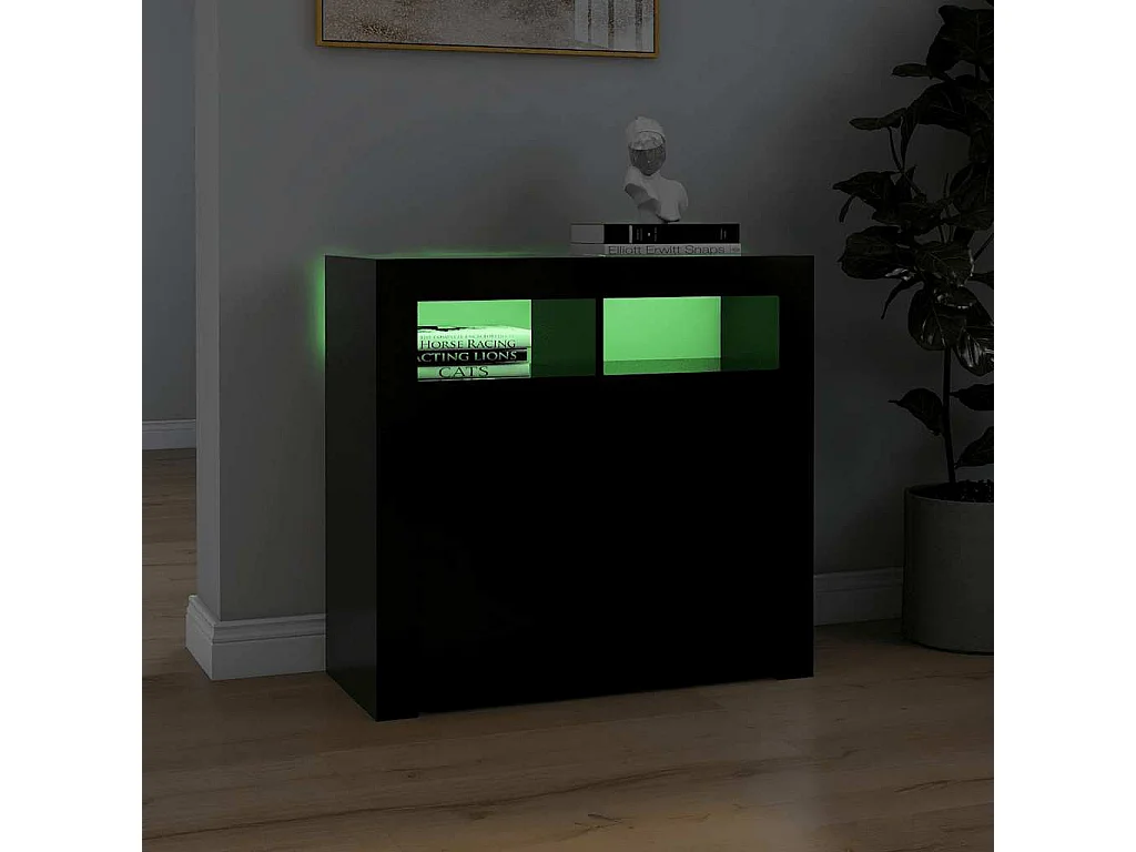 Sideboard mit LED-Leuchten Schwarz 80x35x75 cm