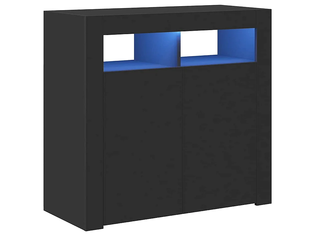 Buffet avec lumières LED noir 80x35x75 cm