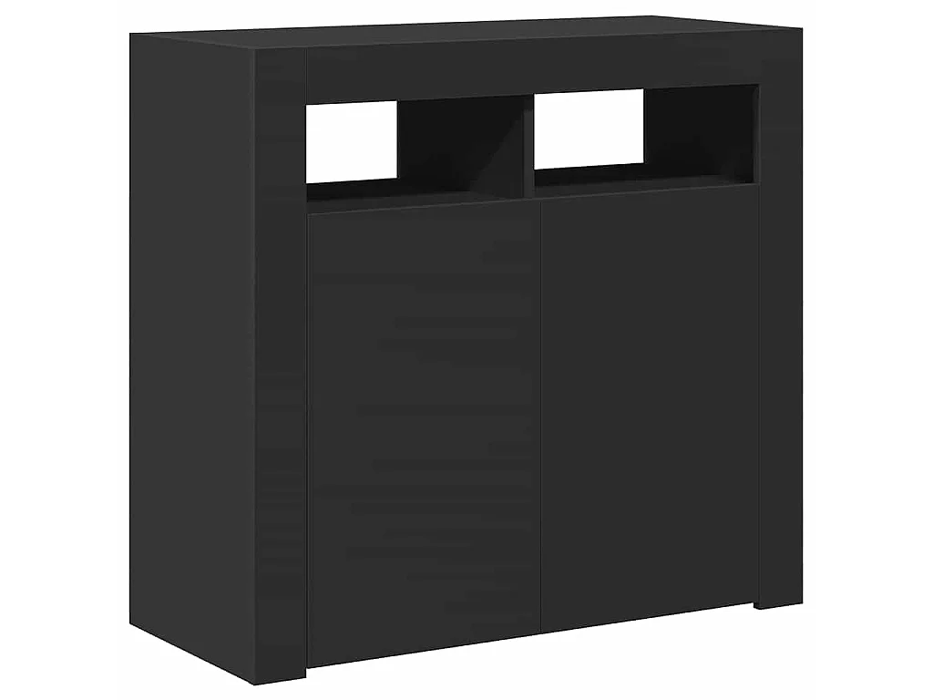 Buffet avec lumières LED noir 80x35x75 cm