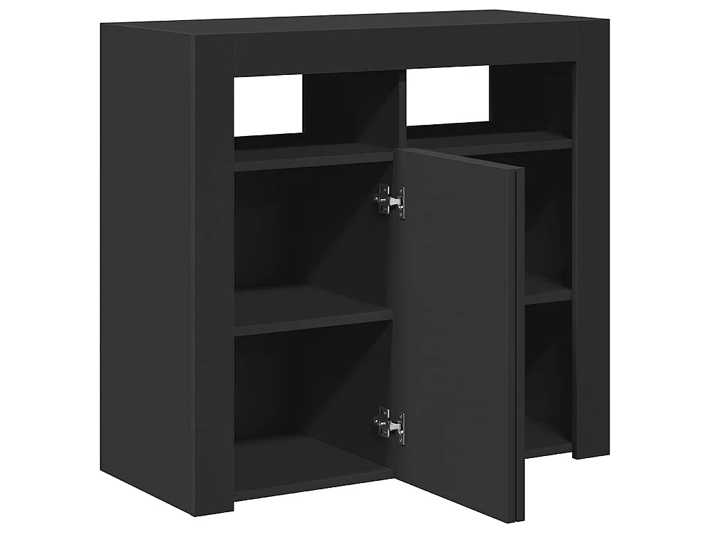 Buffet avec lumières LED noir 80x35x75 cm