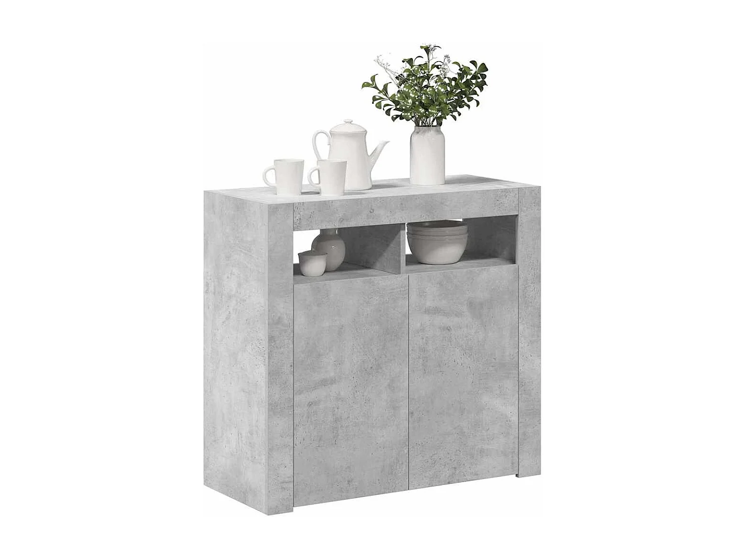 Buffet avec lumières LED gris béton 80x35x75 cm