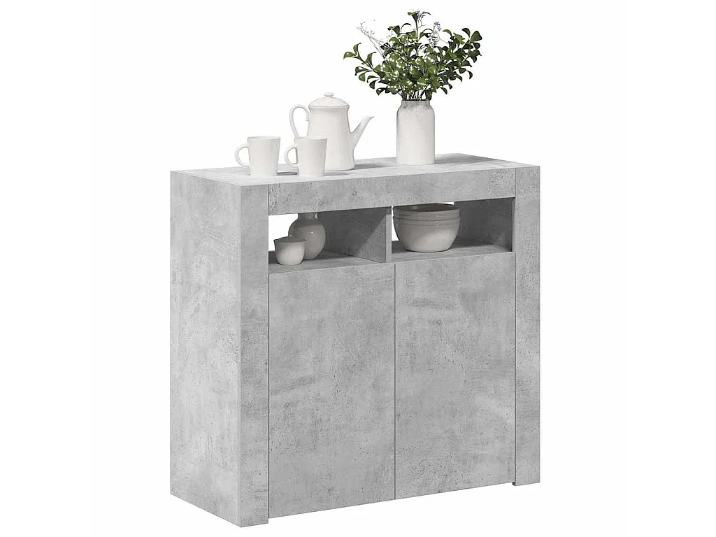 Credenza con Luci LED Grigio Cemento 80x35x75 cm