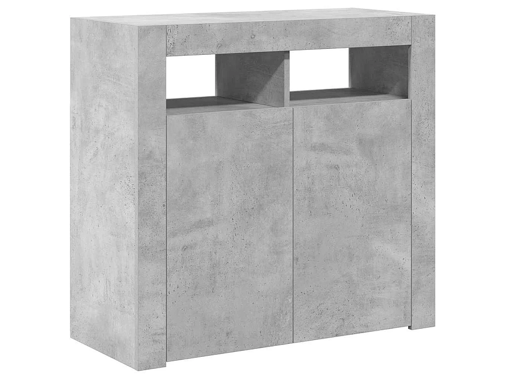Credenza con Luci LED Grigio Cemento 80x35x75 cm