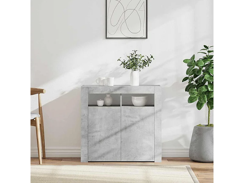 Buffet avec lumières LED gris béton 80x35x75 cm