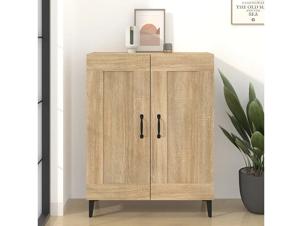 Aparador de madera contrachapada color roble 69,5x34x90 cm