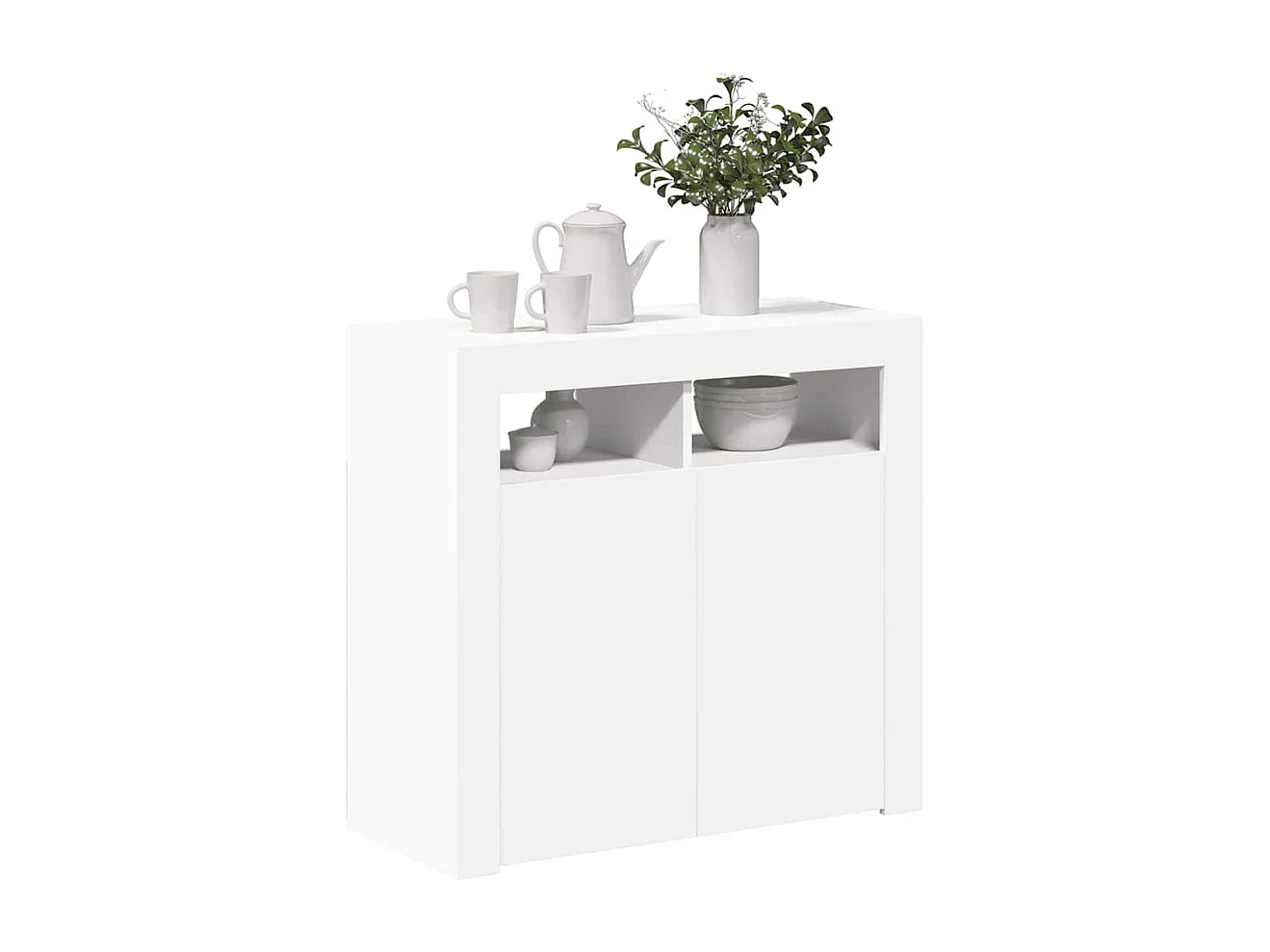 Buffet avec lumières LED Blanc 80x35x75 cm