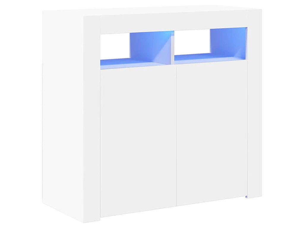 Buffet avec lumières LED Blanc 80x35x75 cm
