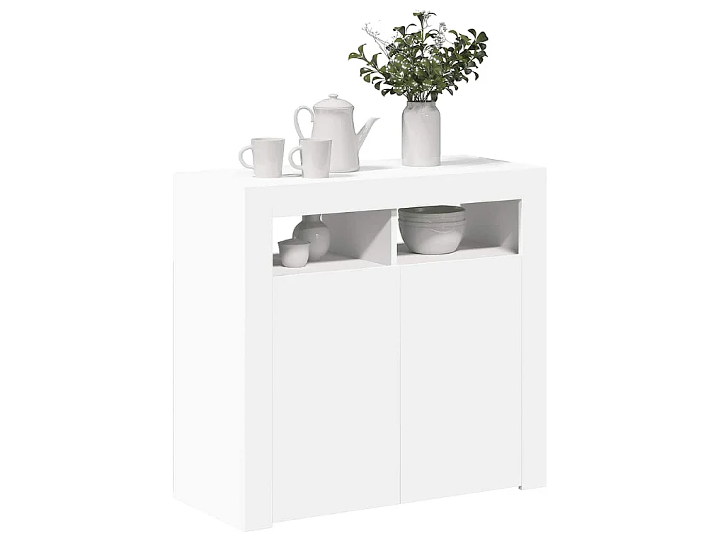 Buffet avec lumières LED Blanc 80x35x75 cm