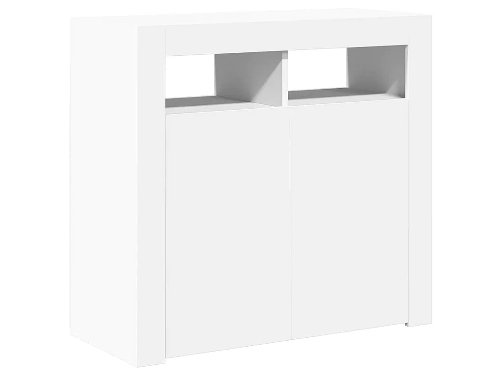 Buffet avec lumières LED Blanc 80x35x75 cm