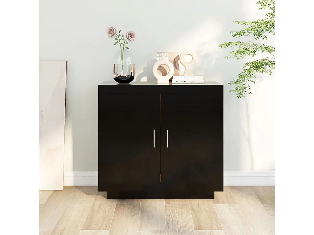 Buffet Noir 80x40x75 cm Bois d'ingénierie