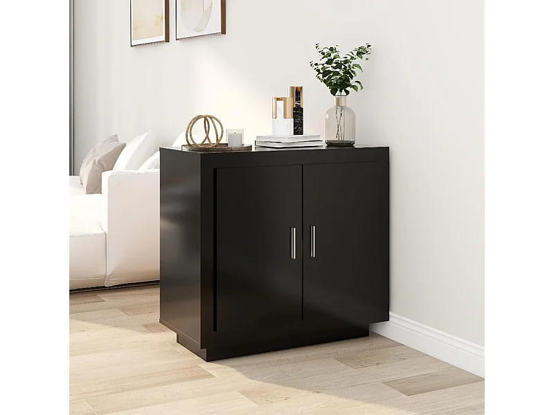 Buffet Noir 80x40x75 cm Bois d'ingénierie