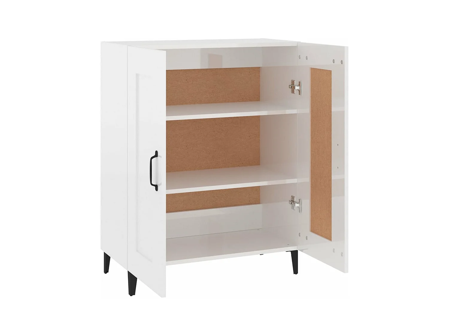 Aparador de madera contrachapada blanco brillante 69,5x34x90 cm