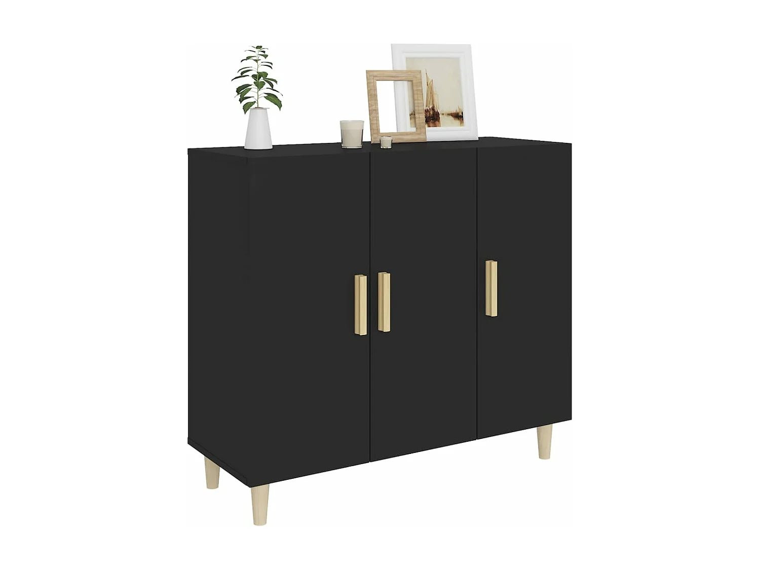 Sideboard Schwarz 90x34x80 cm Holzwerkstoff