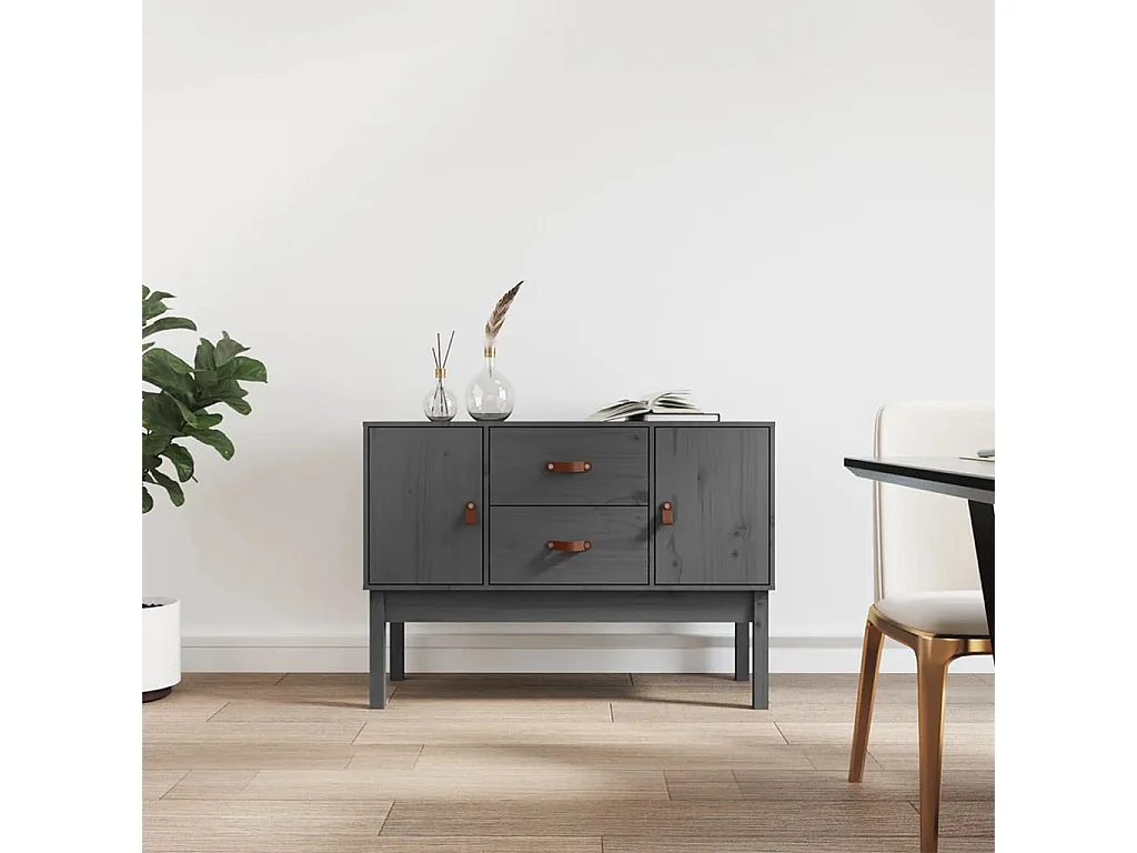 Buffet Gris 110x40x78 cm Bois massif de pin