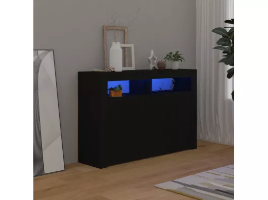 Kauf Unique Sideboard mit LED-Leuchten Schwarz 115,5x30x75 cm