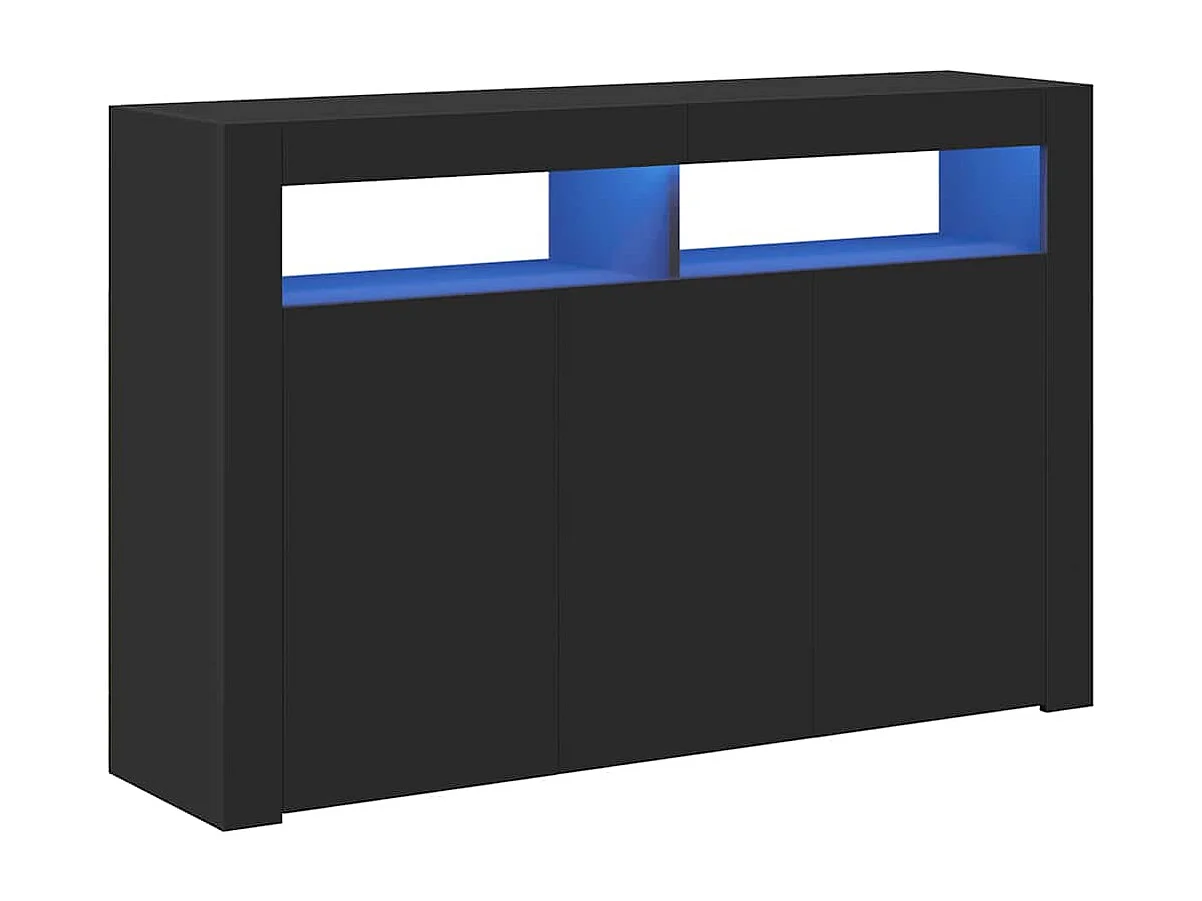Buffet avec lumières LED noir 115,5x30x75 cm
