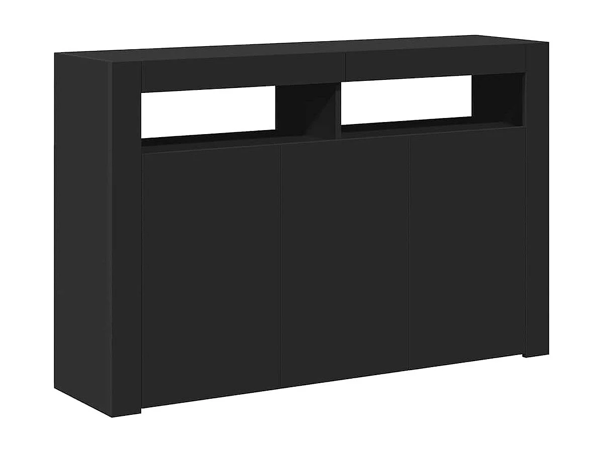 Buffet avec lumières LED noir 115,5x30x75 cm