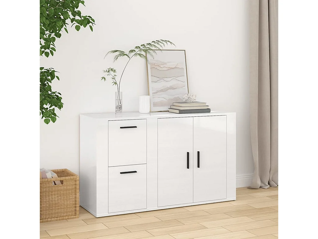 Buffet Blanc brillant 100x33x59,5 cm Bois d'ingénierie