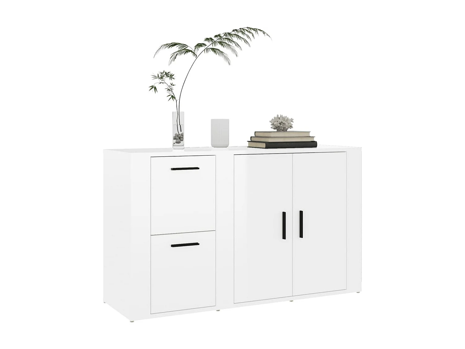 Buffet Blanc brillant 100x33x59,5 cm Bois d'ingénierie