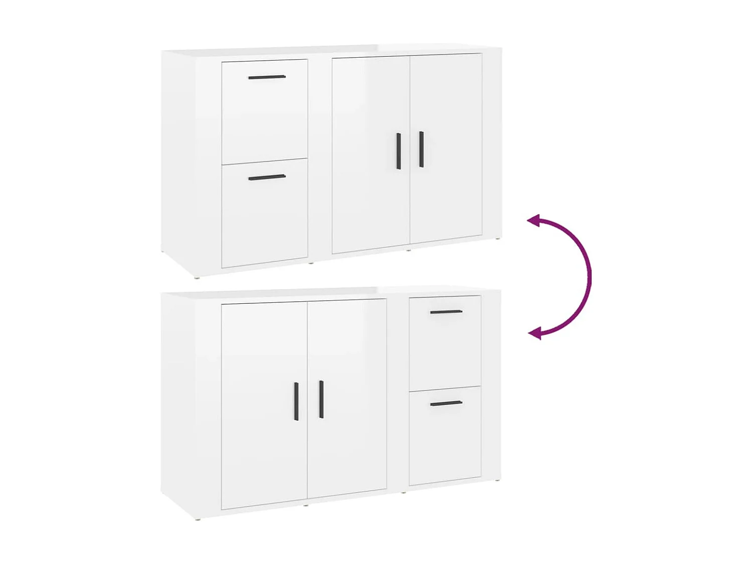 Buffet Blanc brillant 100x33x59,5 cm Bois d'ingénierie